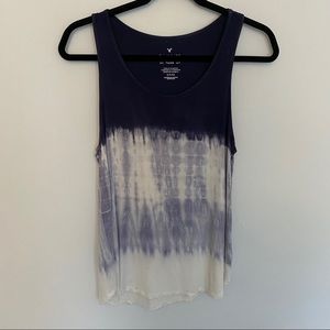 American Eagle blue and purplish tie dye tank